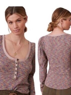 Anthropologie Multicolor Striped Knit Henley